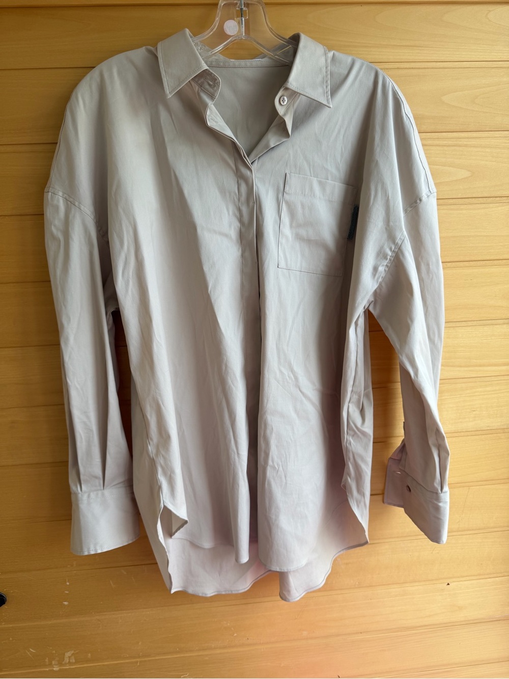 Brunello Cucinelli Light Gray Button-Down Women's Shirt